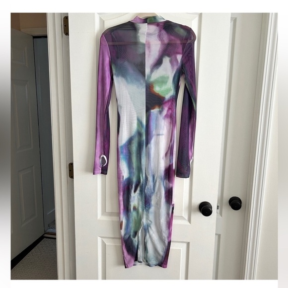 BY.DYLN Phoenix Midi Dress Mesh in Purple Sz XS - Picture 3 of 4